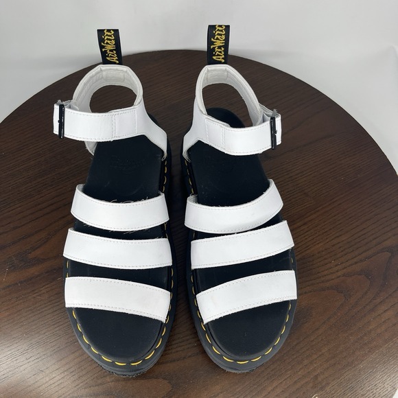 Dr Martens Blaire Sandals Womens 9 White Leather Comfort Strappy Platform Chunky - Picture 15 of 16